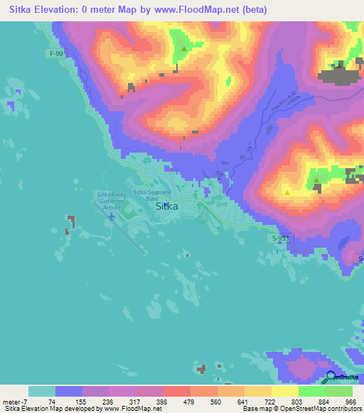 Sitka,US Elevation Map