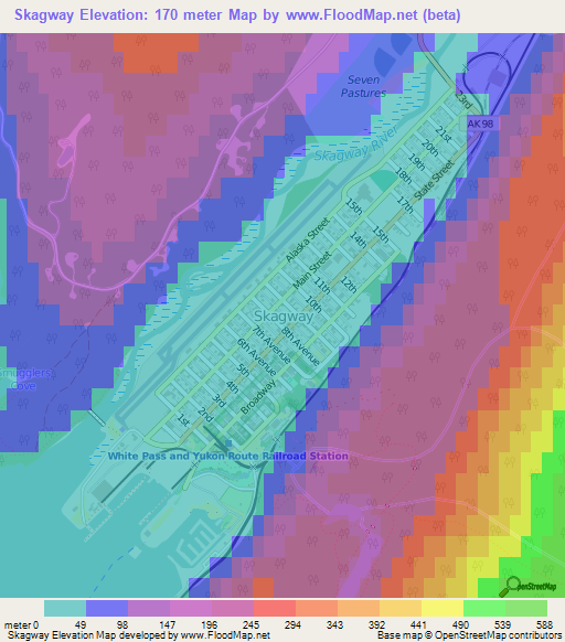 Skagway,US Elevation Map