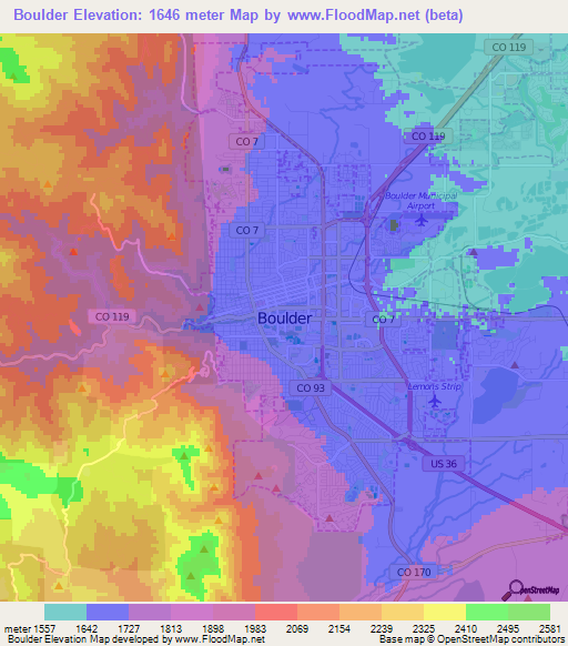 Boulder,US Elevation Map