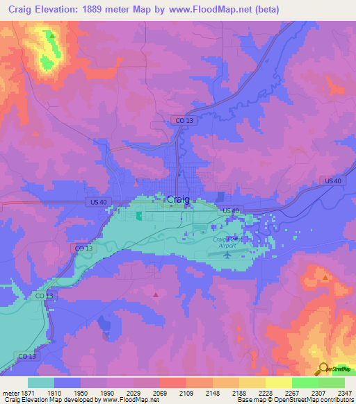 Craig,US Elevation Map