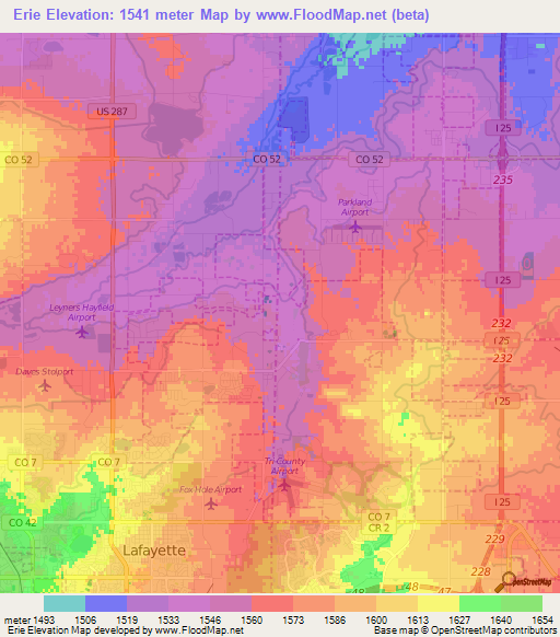 Erie,US Elevation Map