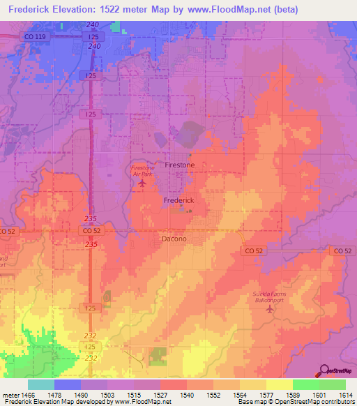 Frederick,US Elevation Map