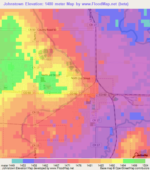 Johnstown,US Elevation Map