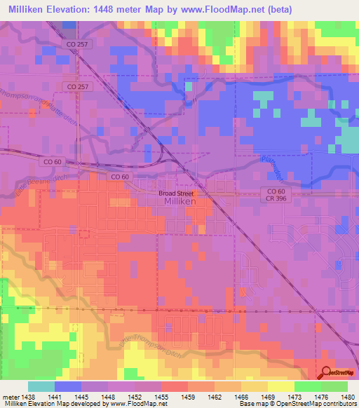 Milliken,US Elevation Map