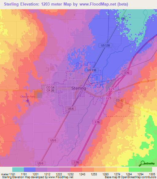 Sterling,US Elevation Map