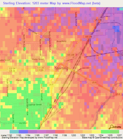 Sterling,US Elevation Map