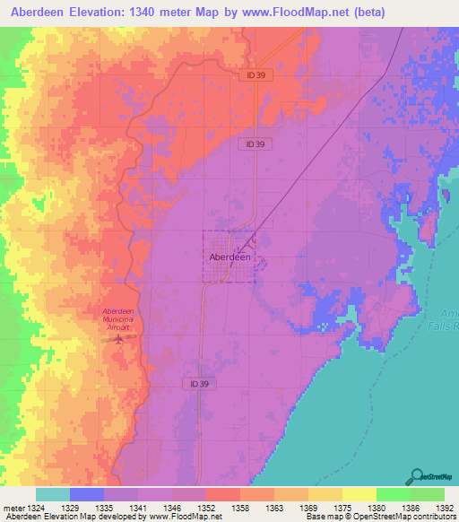 Aberdeen,US Elevation Map