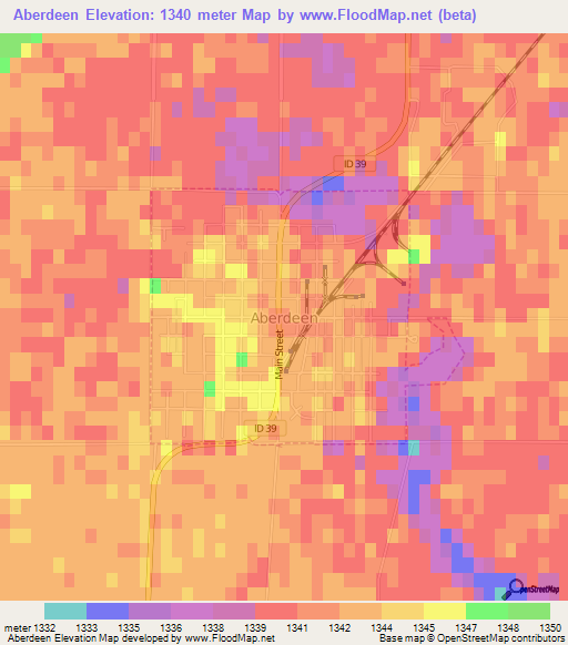 Aberdeen,US Elevation Map