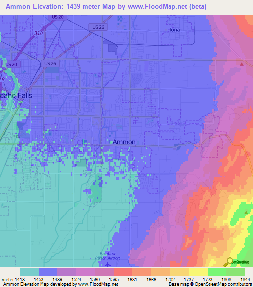 Ammon,US Elevation Map