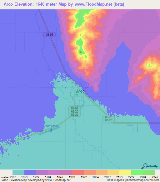 Arco,US Elevation Map