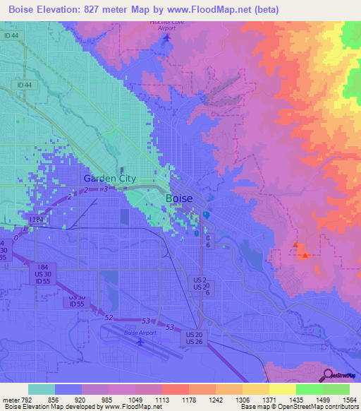 Boise,US Elevation Map