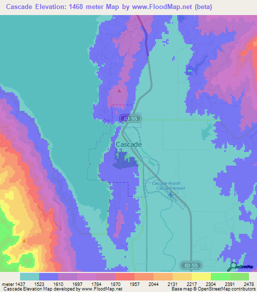 Cascade,US Elevation Map