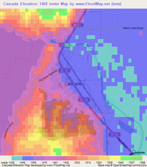 Cascade,US Elevation Map