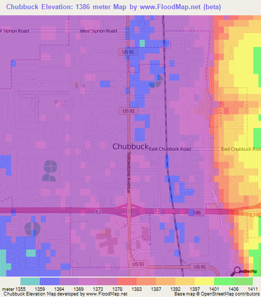 Chubbuck,US Elevation Map