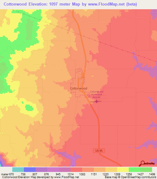 Cottonwood,US Elevation Map