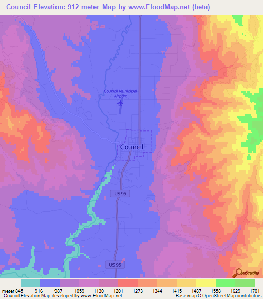 Council,US Elevation Map