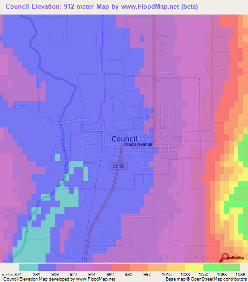 Council,US Elevation Map