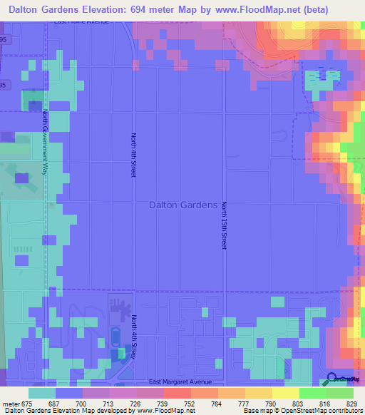 Dalton Gardens,US Elevation Map