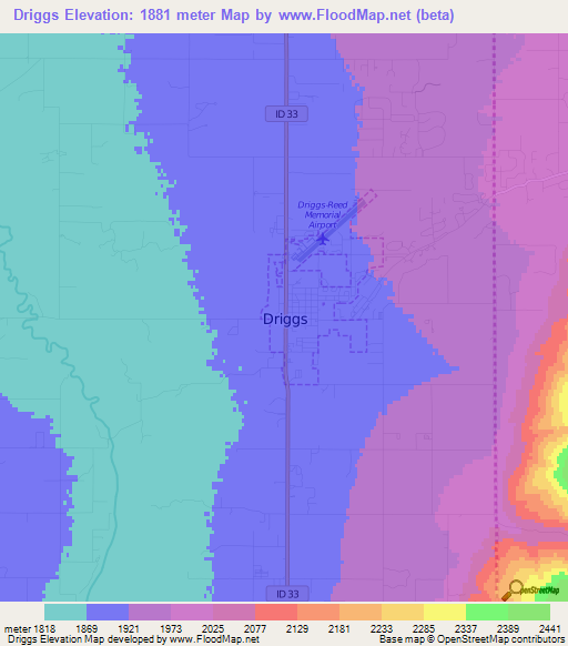 Driggs,US Elevation Map