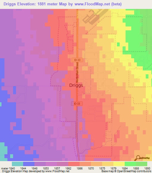 Driggs,US Elevation Map