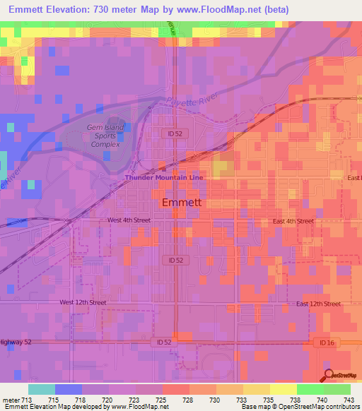 Emmett,US Elevation Map