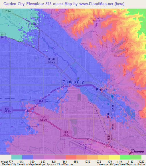 Garden City,US Elevation Map