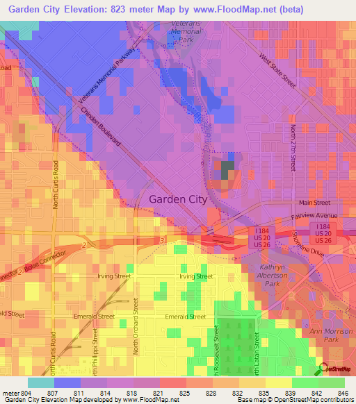 Garden City,US Elevation Map