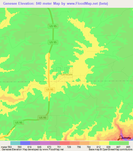 Genesee,US Elevation Map