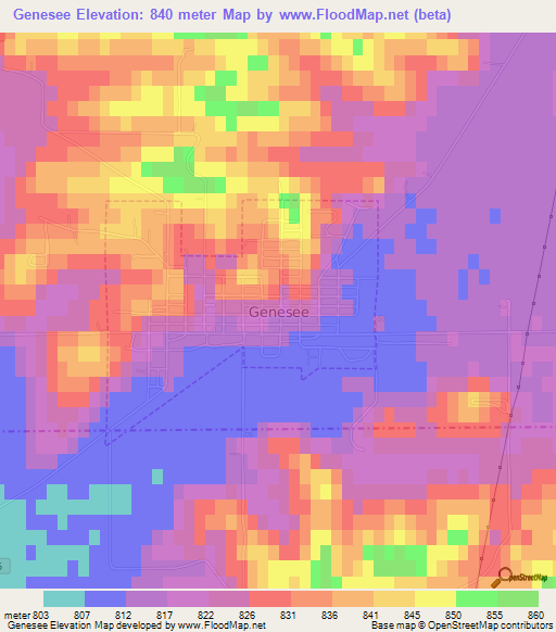 Genesee,US Elevation Map