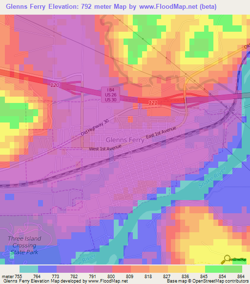 Glenns Ferry,US Elevation Map