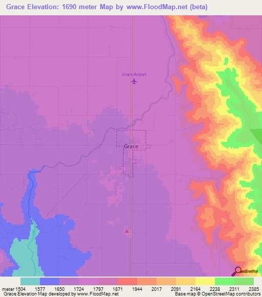 Grace,US Elevation Map