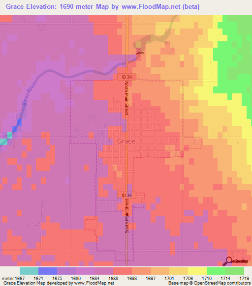 Grace,US Elevation Map