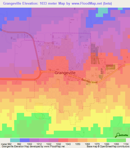 Grangeville,US Elevation Map