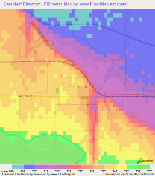 Greenleaf,US Elevation Map