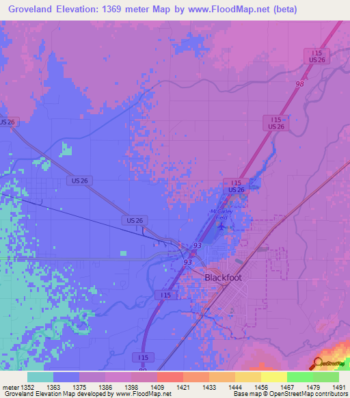 Groveland,US Elevation Map