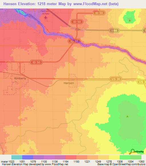 Hansen,US Elevation Map