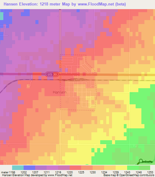 Hansen,US Elevation Map