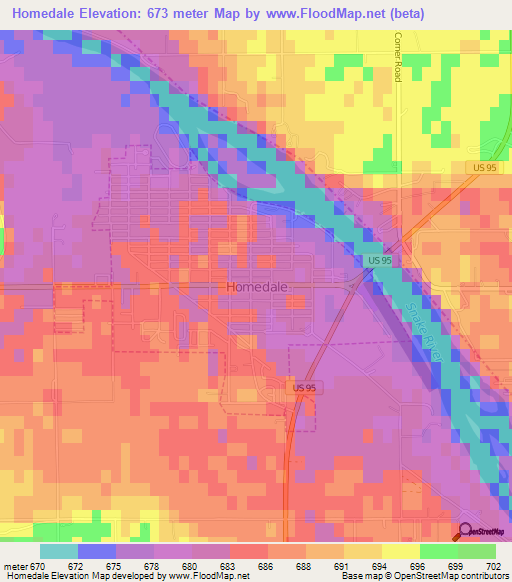 Homedale,US Elevation Map