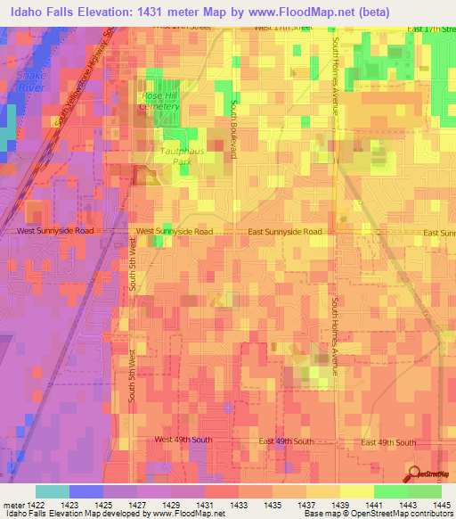 Idaho Falls,US Elevation Map