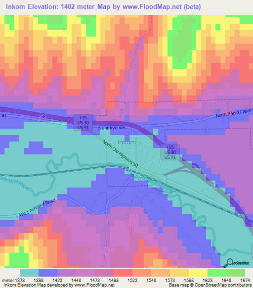 Inkom,US Elevation Map