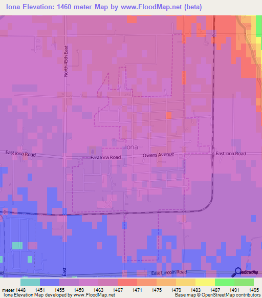 Iona,US Elevation Map