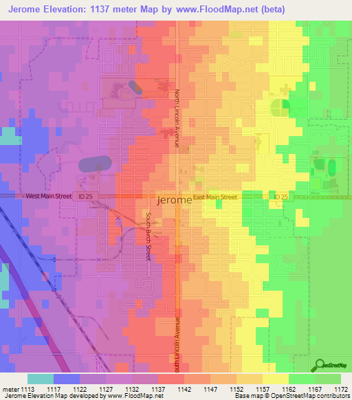 Jerome,US Elevation Map