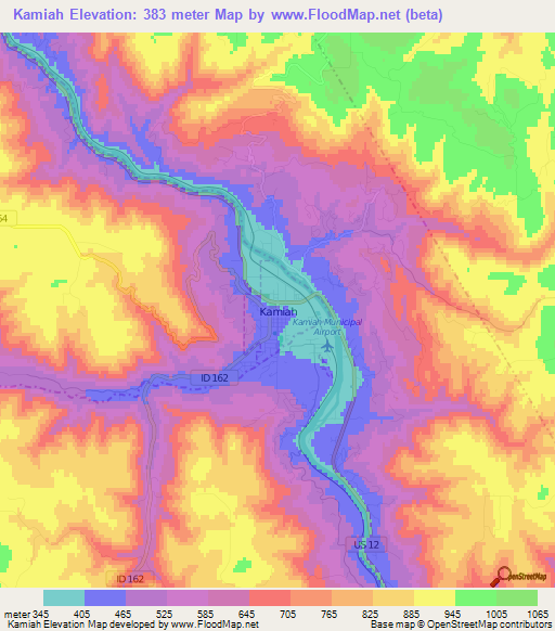 Kamiah,US Elevation Map