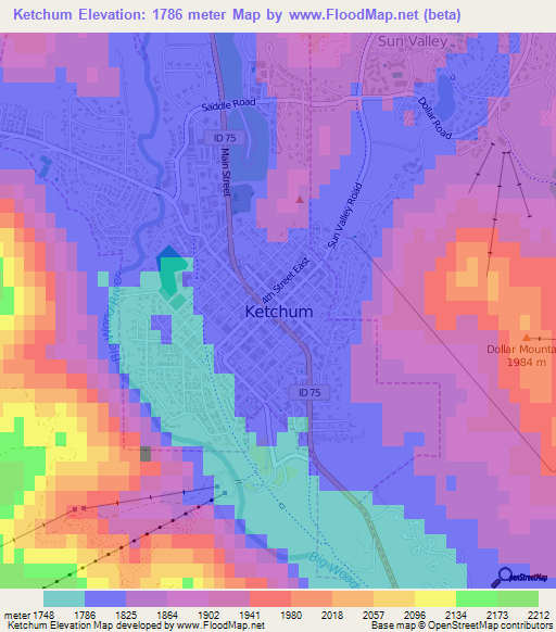 Ketchum,US Elevation Map