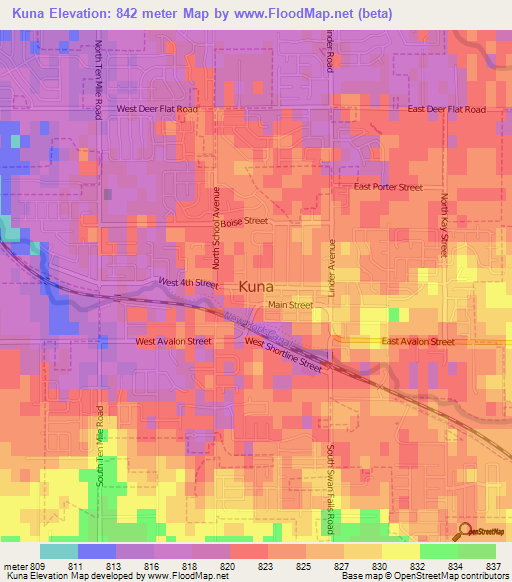 Kuna,US Elevation Map