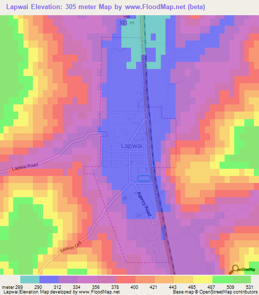 Lapwai,US Elevation Map