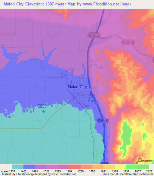 Malad City,US Elevation Map