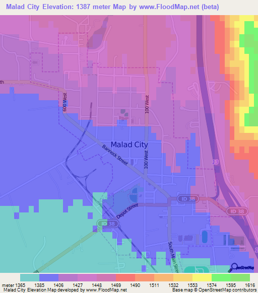 Malad City,US Elevation Map