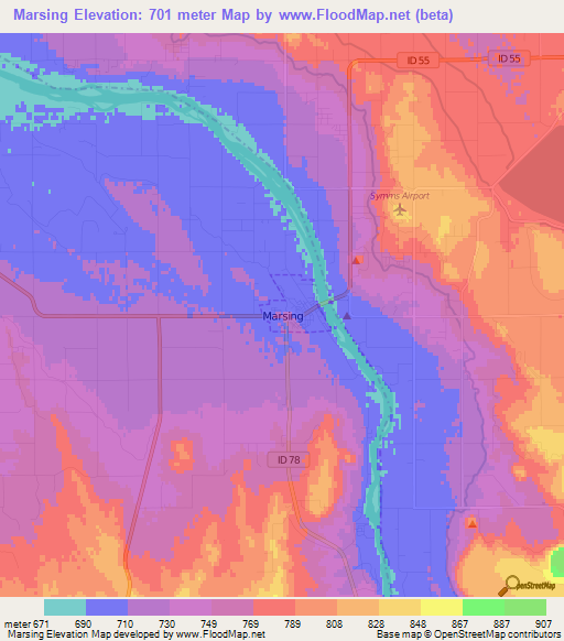 Marsing,US Elevation Map