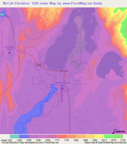 McCall,US Elevation Map